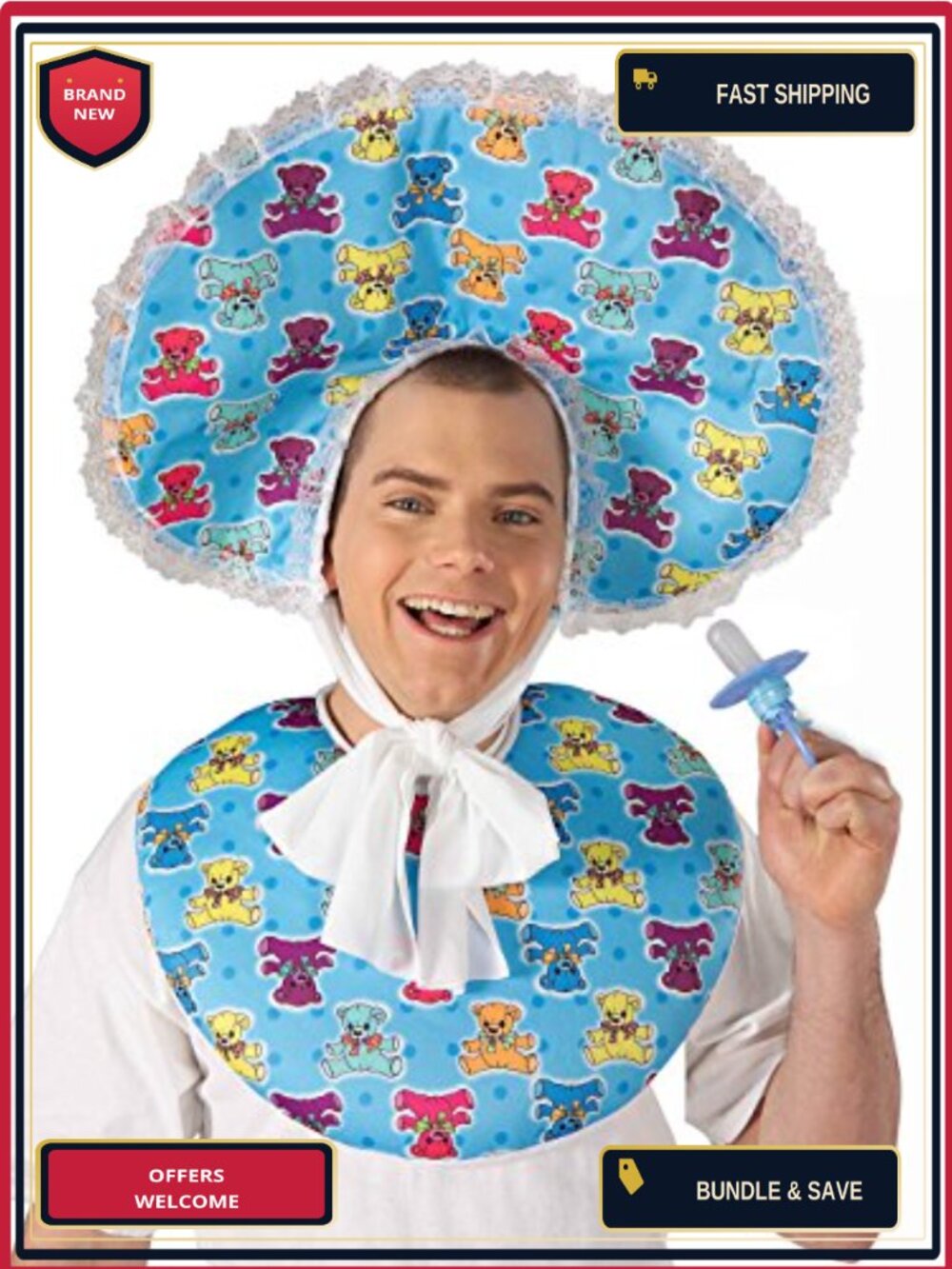 Oversized Bib & Bonnet Costume Set Adult One Size
